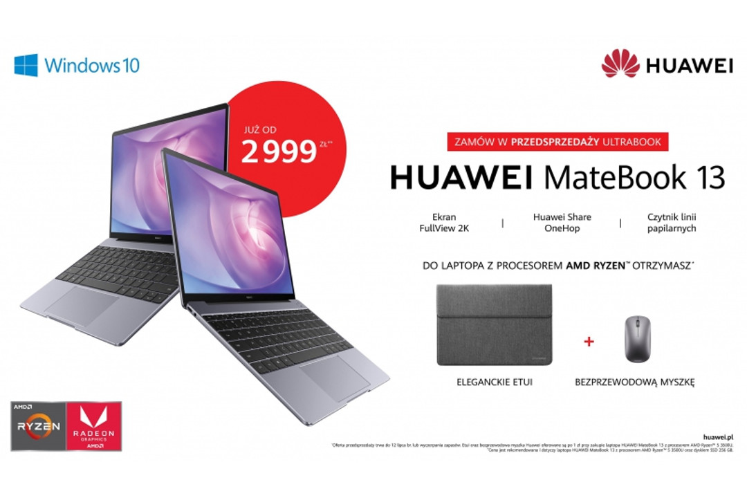 Huawei MateBook 13 2020 z procesorem AMD Ryzen