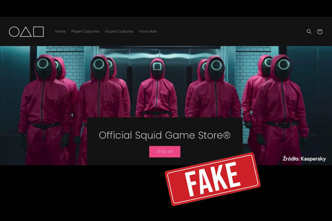 finance cyber phishing fake store Squid Game